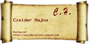 Czeider Hajna névjegykártya